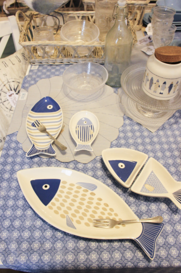 assiette à poisson en porcelaine 37x14,8x3cm