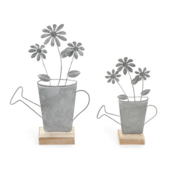 lot de 2 arrosoirs métal hauteur 17,5cm et 24cm
