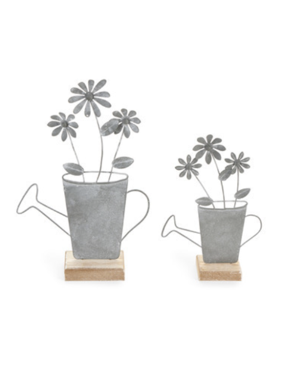 lot de 2 arrosoirs métal hauteur 17,5cm et 24cm