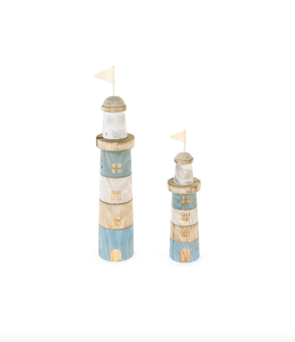 lot de 2 phares en bois de décoration