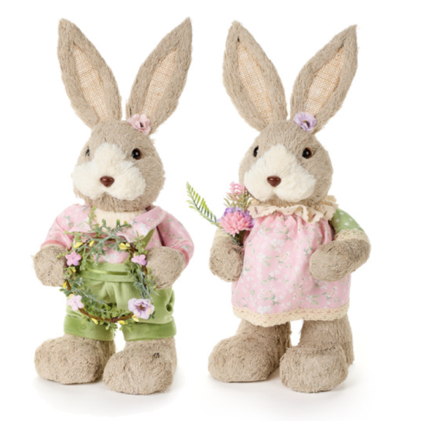 Poupées Lapins en Salopettes Bunny Hauteur 42 et 40cm