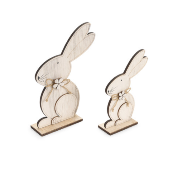 lot de 2 figurines lapins en résine de vois à poser