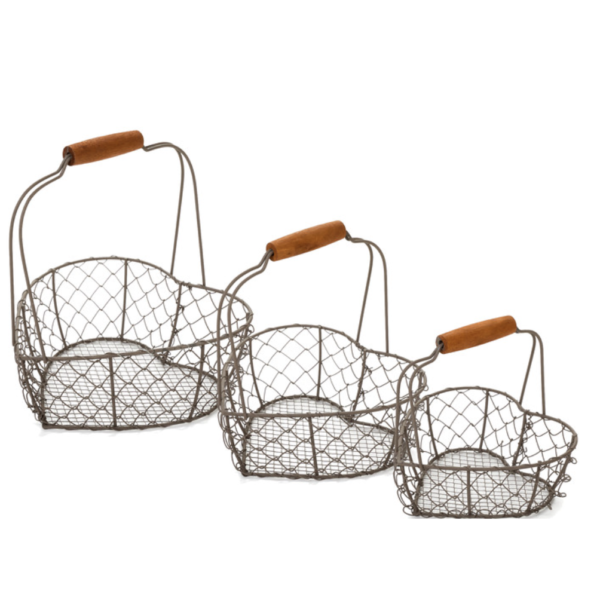 lot de 3 paniers en métal forme coeur