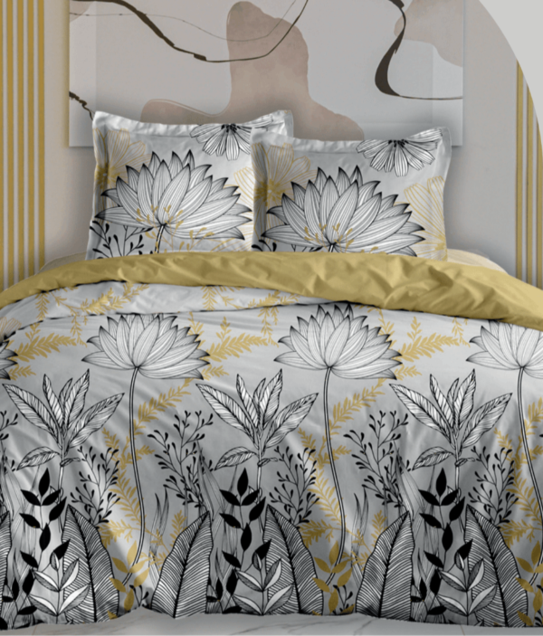 parure de lit décor chic gris et ocre