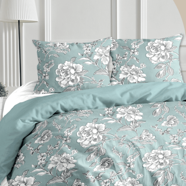parure de lit pompadour bleu ciel